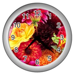 Bunch Of Flowers Wall Clocks (silver)  by trendistuff