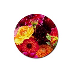 Bunch Of Flowers Rubber Coaster (round)  by trendistuff