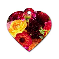 Bunch Of Flowers Dog Tag Heart (one Side) by trendistuff