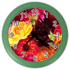 Bunch Of Flowers Color Wall Clocks by trendistuff