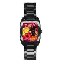 Bunch Of Flowers Stainless Steel Barrel Watch