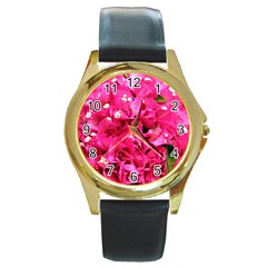 Bougainvillea Round Gold Metal Watches by trendistuff