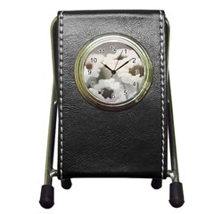 BLACK AND WHITE FLOWER Pen Holder Desk Clocks