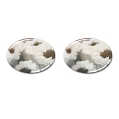 BLACK AND WHITE FLOWER Cufflinks (Oval)