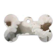 BLACK AND WHITE FLOWER Dog Tag Bone (One Side)