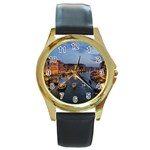 VENICE CANAL Round Gold Metal Watches