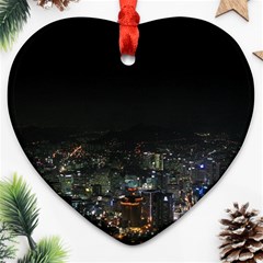 Seoul Night Lights Ornament (heart)  by trendistuff