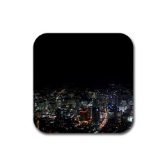 Seoul Night Lights Rubber Square Coaster (4 Pack)  by trendistuff