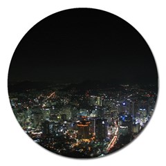 Seoul Night Lights Magnet 5  (round) by trendistuff