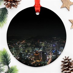 Seoul Night Lights Round Ornament (two Sides)  by trendistuff