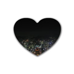 Seoul Night Lights Rubber Coaster (heart)  by trendistuff