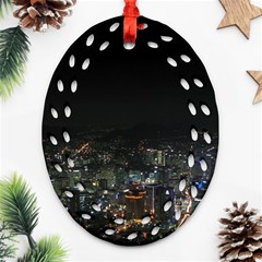 Seoul Night Lights Ornament (oval Filigree)  by trendistuff