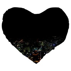 Seoul Night Lights Large 19  Premium Flano Heart Shape Cushions by trendistuff