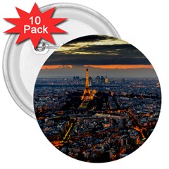 Paris From Above 3  Buttons (10 Pack)  by trendistuff