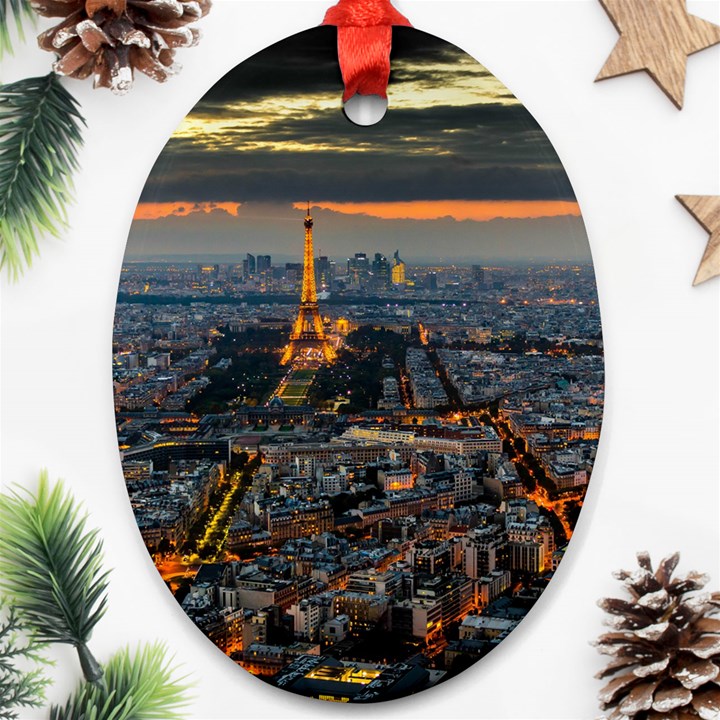 PARIS FROM ABOVE Oval Ornament (Two Sides)