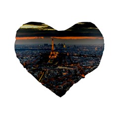 Paris From Above Standard 16  Premium Flano Heart Shape Cushions