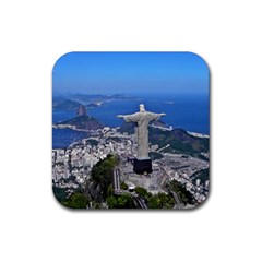 Christ On Corcovado Rubber Coaster (square)  by trendistuff