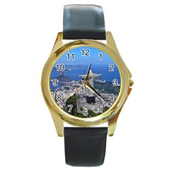 Christ On Corcovado Round Gold Metal Watches by trendistuff