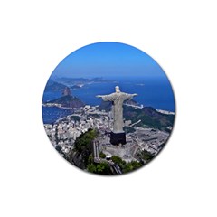 Christ On Corcovado Rubber Coaster (round)  by trendistuff