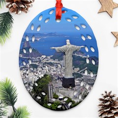 Christ On Corcovado Oval Filigree Ornament (2-side)  by trendistuff