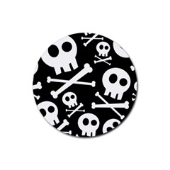 Cute Skulls Rubber Round Coaster (4 Pack)  by waywardmuse