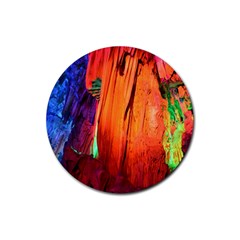 Reed Flute Caves 4 Rubber Coaster (round)  by trendistuff