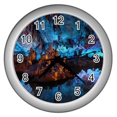 Reed Flute Caves 1 Wall Clocks (silver)  by trendistuff