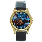 REED FLUTE CAVES 1 Round Gold Metal Watches