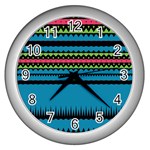 Chevrons and triangles			Wall Clock (Silver) Front