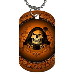 Awsome Skull With Roses And Floral Elements Dog Tag (one Side) by FantasyWorld7