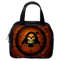 Awsome Skull With Roses And Floral Elements Classic Handbags (one Side)