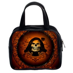 Awsome Skull With Roses And Floral Elements Classic Handbags (2 Sides) by FantasyWorld7