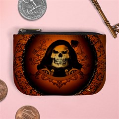 Awsome Skull With Roses And Floral Elements Mini Coin Purses by FantasyWorld7