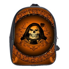 Awsome Skull With Roses And Floral Elements School Bags(large)  by FantasyWorld7