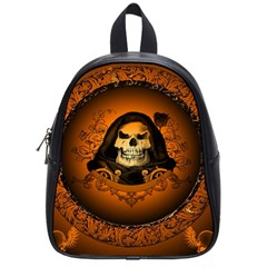 Awsome Skull With Roses And Floral Elements School Bags (small)  by FantasyWorld7