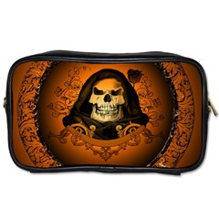 Awsome Skull With Roses And Floral Elements Toiletries Bags by FantasyWorld7