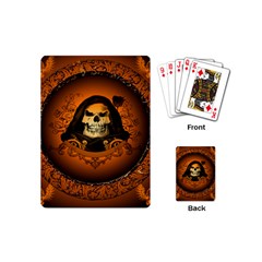 Awsome Skull With Roses And Floral Elements Playing Cards (mini)  by FantasyWorld7