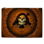 Awsome Skull With Roses And Floral Elements Cosmetic Bag (XXL)  Front