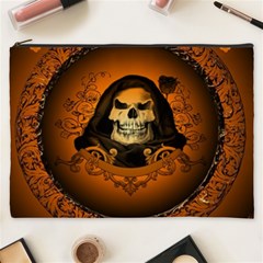 Awsome Skull With Roses And Floral Elements Cosmetic Bag (xxxl)  by FantasyWorld7