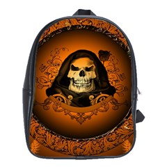 Awsome Skull With Roses And Floral Elements School Bags (xl)  by FantasyWorld7