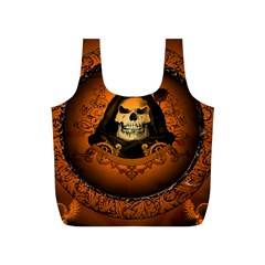 Awsome Skull With Roses And Floral Elements Full Print Recycle Bags (s)  by FantasyWorld7