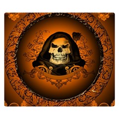 Awsome Skull With Roses And Floral Elements Double Sided Flano Blanket (small) 