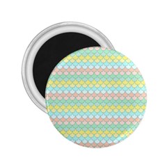 Scallop Repeat Pattern In Miami Pastel Aqua, Pink, Mint And Lemon 2 25  Magnets by PaperandFrill