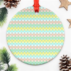 Scallop Repeat Pattern In Miami Pastel Aqua, Pink, Mint And Lemon Ornament (round) 