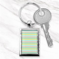 Scallop Repeat Pattern In Miami Pastel Aqua, Pink, Mint And Lemon Key Chains (rectangle) 