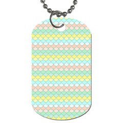 Scallop Repeat Pattern In Miami Pastel Aqua, Pink, Mint And Lemon Dog Tag (one Side) by PaperandFrill