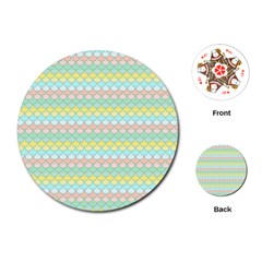 Scallop Repeat Pattern In Miami Pastel Aqua, Pink, Mint And Lemon Playing Cards (round) 