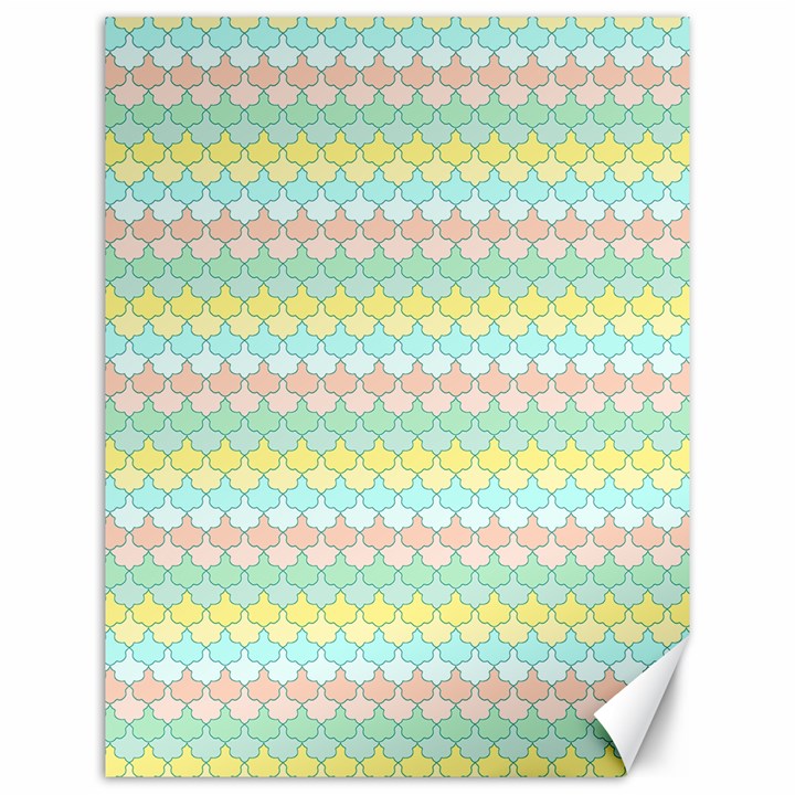 Scallop Repeat Pattern in Miami Pastel Aqua, Pink, Mint and Lemon Canvas 12  x 16  