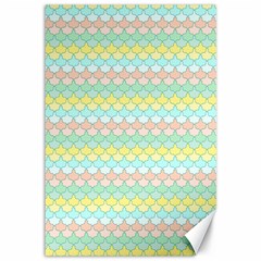 Scallop Repeat Pattern In Miami Pastel Aqua, Pink, Mint And Lemon Canvas 12  X 18  