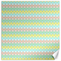 Scallop Repeat Pattern In Miami Pastel Aqua, Pink, Mint And Lemon Canvas 20  X 20   by PaperandFrill